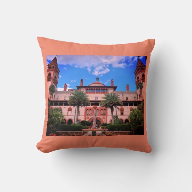 St. Augustine, FL - Ponce de Leon Hotel Throw Pillow (Front)