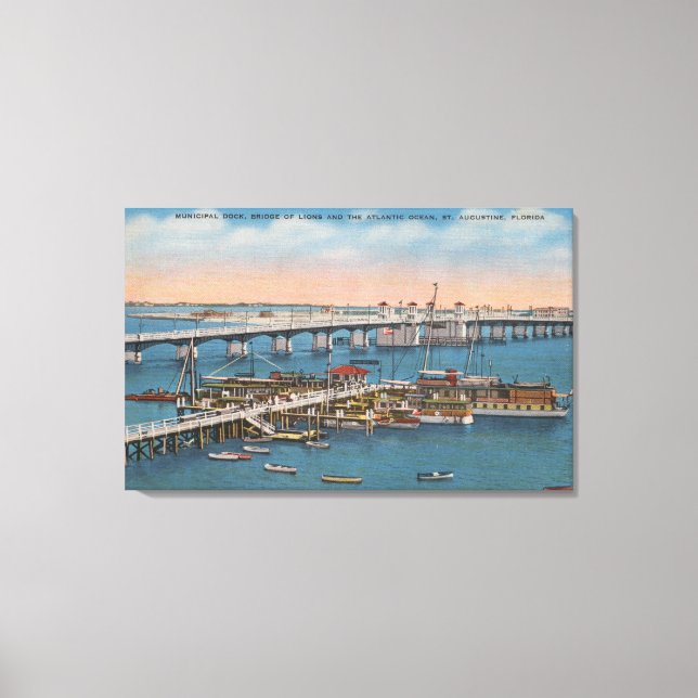 St. Augustine, FL - View of Bridge of Lions Canvas Print (Front)