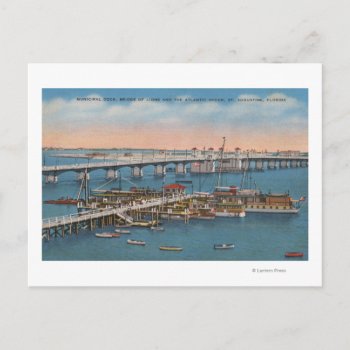 St. Augustine  Fl - View Of Bridge Of Lions Postcard by LanternPress at Zazzle