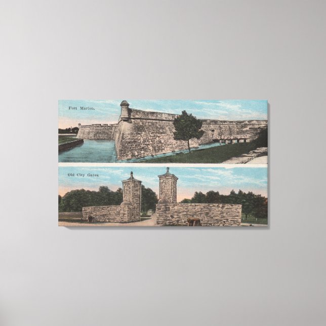 St. Augustine, FL - View of Ft. Marion & City Canvas Print (Front)