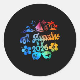 St. Augustine Florida 2026 Vacation Tie Dye Summer Classic Round Sticker