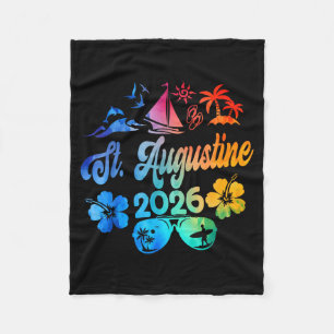 St. Augustine Florida 2026 Vacation Tie Dye Summer Fleece Blanket