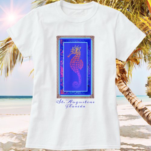St Augustine Florida Colorful Seahorse  T_Shirt