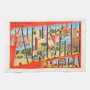 St Augustine Florida FL Vintage Travel Souvenir Kitchen Towel