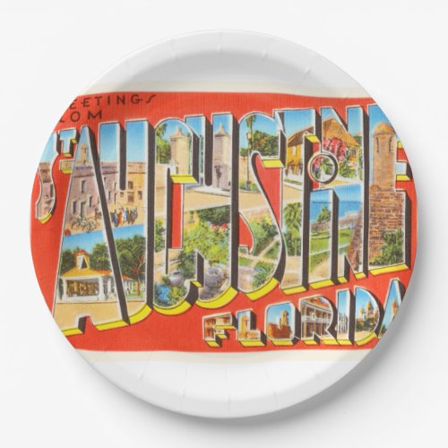 St Augustine Florida FL Vintage Travel Souvenir Paper Plates