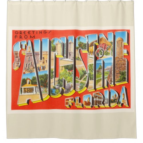 St Augustine Florida FL Vintage Travel Souvenir Shower Curtain