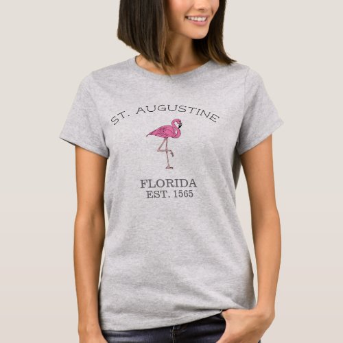 St Augustine Florida Flamingo womens T_Shirt