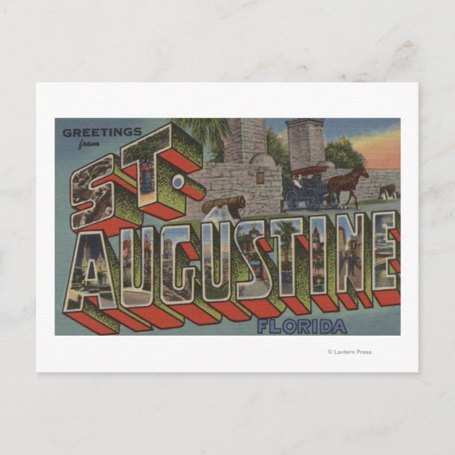 St. Augustine, Florida - Large Letter Scenes Postcard (Front)