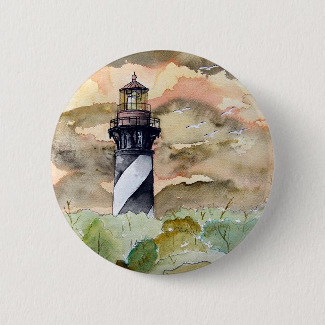 St Augustine Florida lighthouse painting Pinback Button (Front)