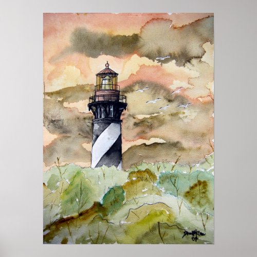 St Augustine Florida lighthouse painting Poster
