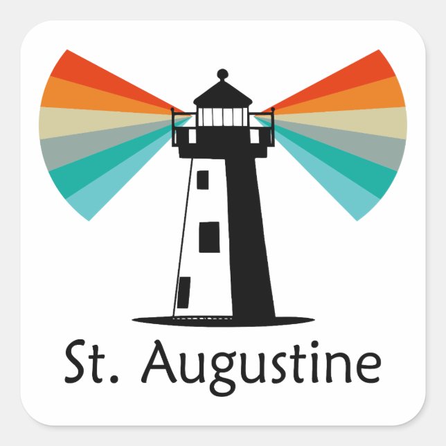 St. Augustine Florida Lighthouse Rainbow Square Sticker (Front)