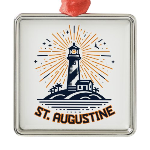 St. Augustine Florida Lighthouse Sunrise Metal Ornament