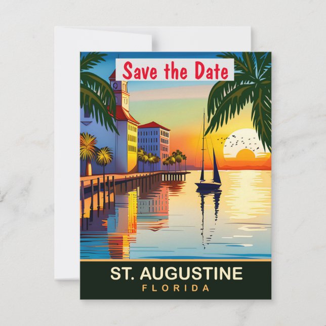 St Augustine Florida Pier Gold Wedding Invitation (Front)