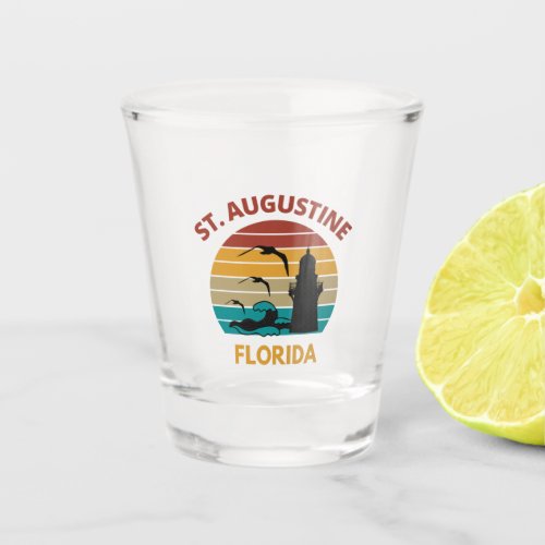 St Augustine Florida Retro Sunset Design Shot Glass