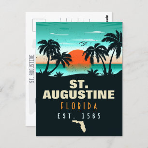 St. Augustine Florida Retro Sunset Souvenirs 60s Postcard