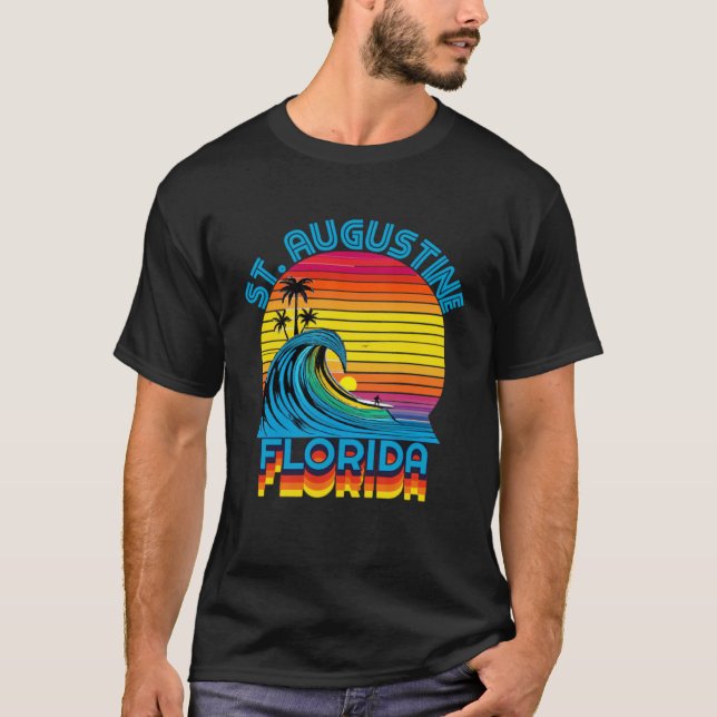 St Augustine Florida Retro Throwback Surf & Beach  T-Shirt (Front)