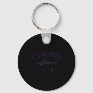 St augustine florida shark vintage plum art keychain