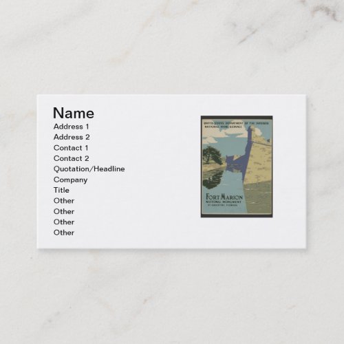 St Augustine Florida Spanish Fort Marion Poster Business Card