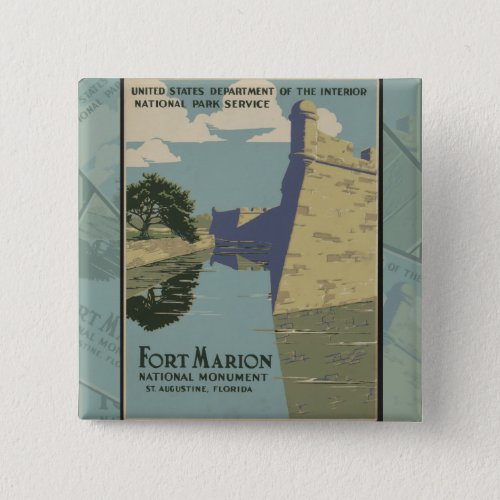 St Augustine Florida Spanish Fort Marion Poster Button