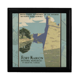 St. Augustine Florida Spanish Fort Marion Poster Jewelry Box