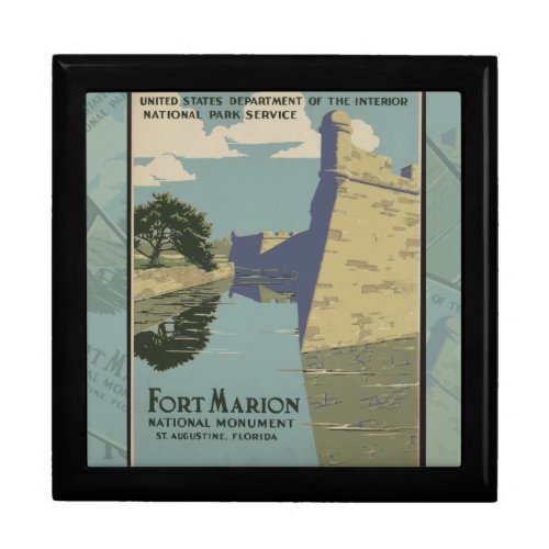 St Augustine Florida Spanish Fort Marion Poster Jewelry Box