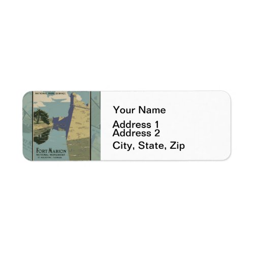 St Augustine Florida Spanish Fort Marion Poster Label