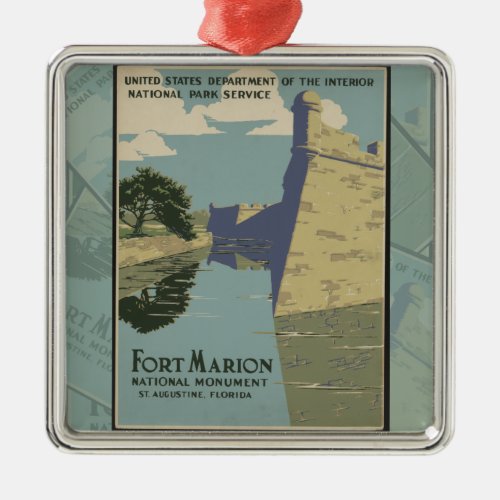 St Augustine Florida Spanish Fort Marion Poster Metal Ornament