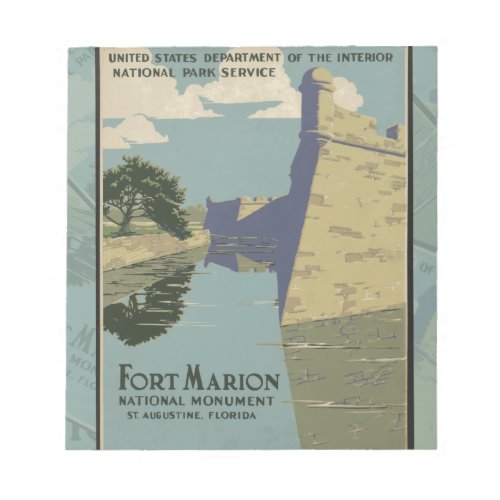 St Augustine Florida Spanish Fort Marion Poster Notepad