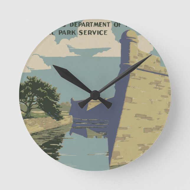 St. Augustine Florida Spanish Fort Poster Round Clock (Front)
