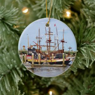 St. Augustine Florida The Black Raven Pirate Ship  Ceramic Ornament