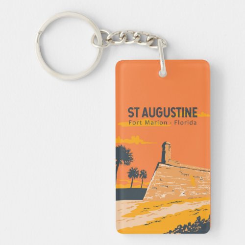 St Augustine Florida Travel Art Vintage Keychain