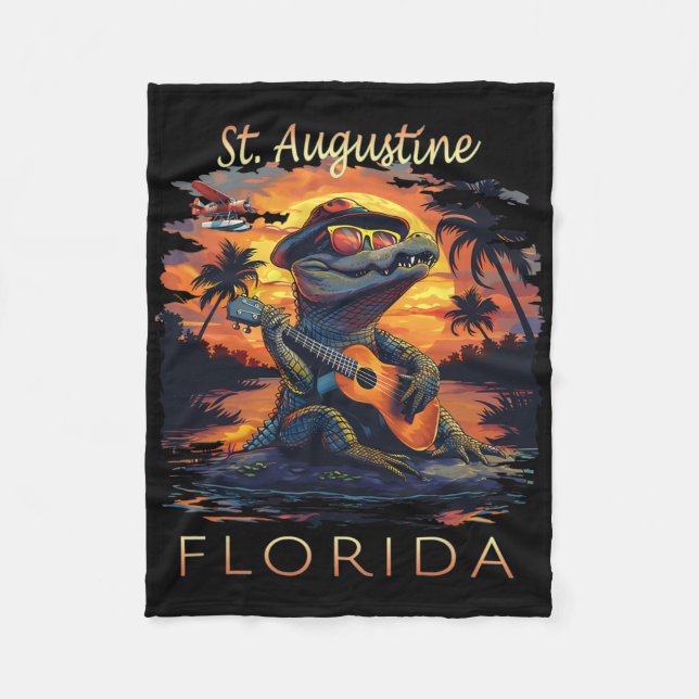 St. Augustine Florida Vacation Cute Alligator  Fleece Blanket (Front)