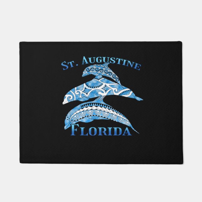 St. Augustine Florida Vacation Tribal Dolphins Doormat (Front)