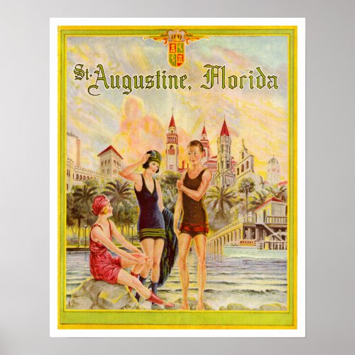 St Augustine Florida vintage 1920s illustration Poster