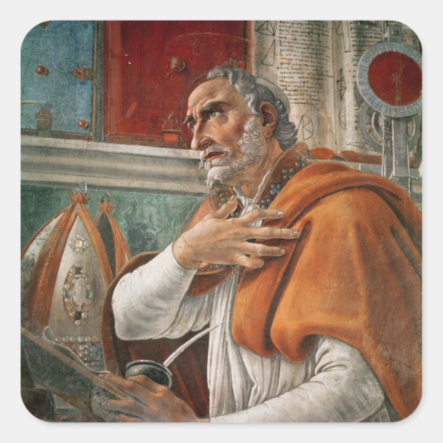 St. Augustine in his Cell, c.1480 Square Sticker (Front)