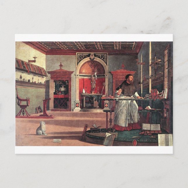 St. Augustine in His Study - Vittore Carpaccio Postcard (Front)