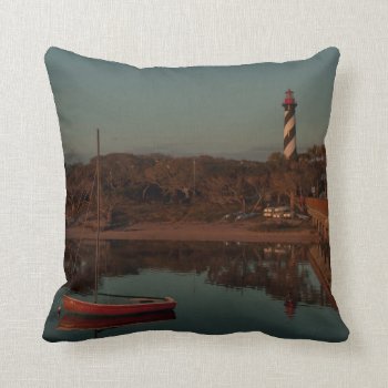 St. Augustine Lighthouse Beach Color & Monochrome Throw Pillow by shotwellphoto at Zazzle