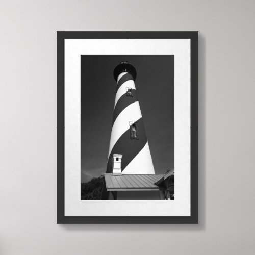 St Augustine Lighthouse Black And White Photo Framed Art