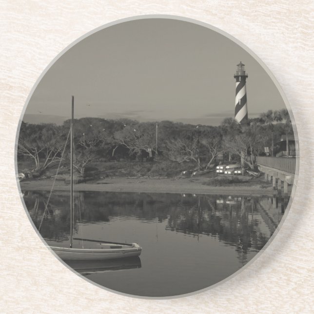 St. Augustine Lighthouse Early Morning Sandstone Coaster (Front)
