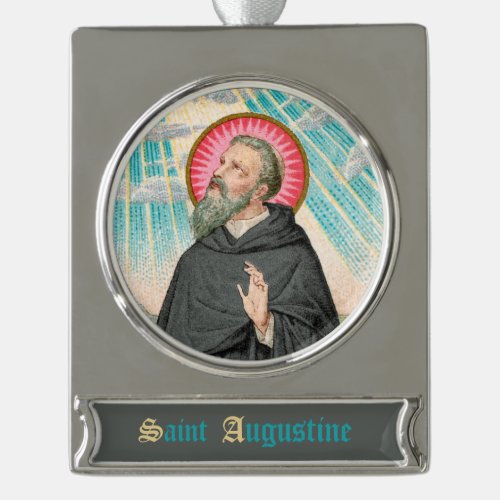 St Augustine of Hippo SAU 047 detail Silver Plated Banner Ornament