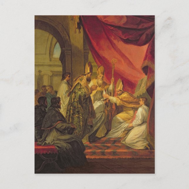 St. Augustine  ordained as the Bishop Postcard (Front)