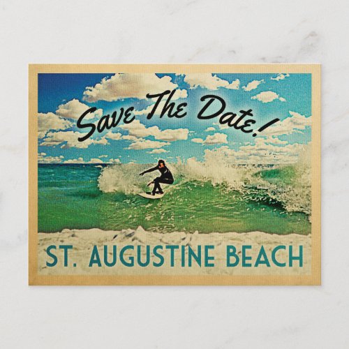 St Augustine Save The Date Florida Surfing Announcement Postcard