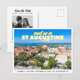 St. Augustine Save the Date Retro Skyline Postcard
