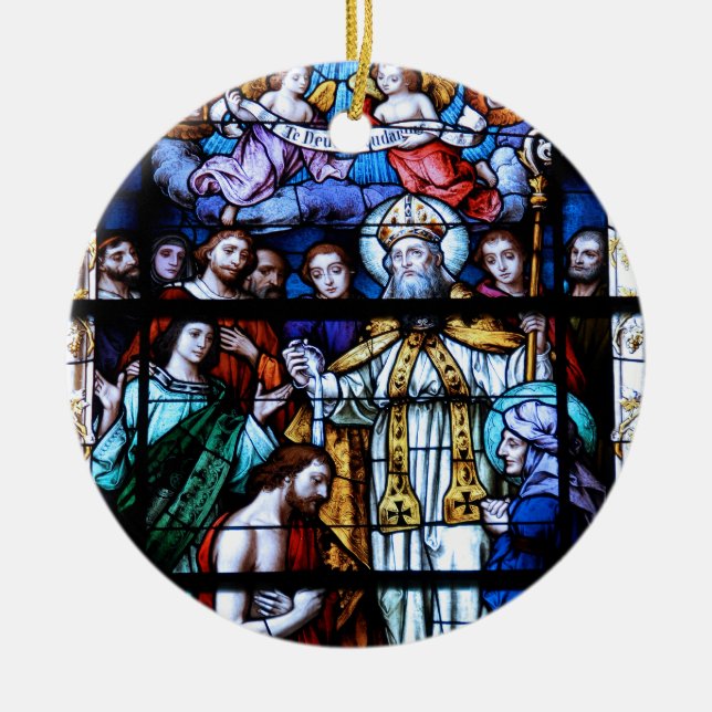 St. Augustine Stained Glass Ceramic Ornament (Front)