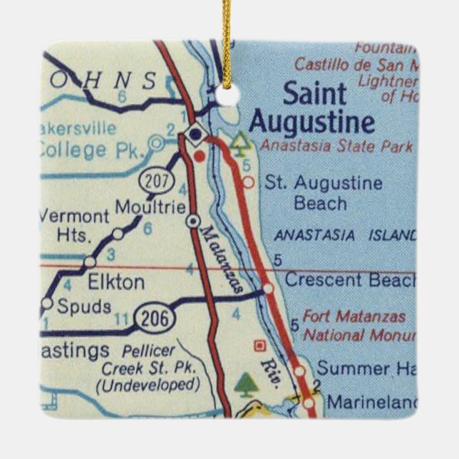 St Augustine Vintage Map Ceramic Ornament (Back)