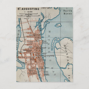 St Augustine Vintage Map Postcard