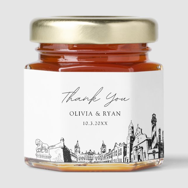 St Augustine Wedding Favor Thank You Honey Jars (Front)