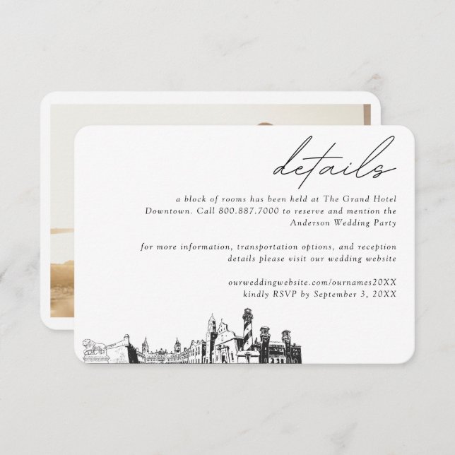 St Augustine Wedding Hotel Room Block Details Enclosure Card (Front/Back)
