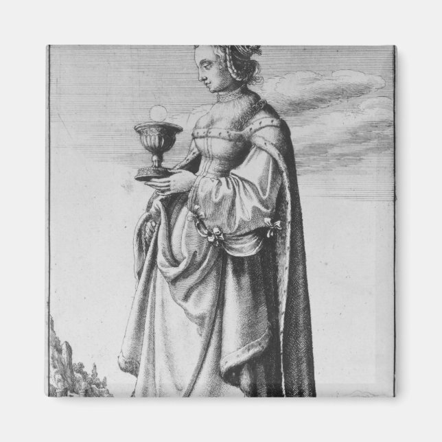 St. Barbara, etched by Wenceslaus Hollar, 1647 Magnet (Front)