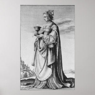St. Barbara, etched by Wenceslaus Hollar, 1647 Poster